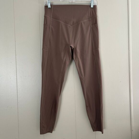 Halara Crossover High Waist 7/8 Leggings w/ Pockets – Taupe Brown – Size L - Picture 3 of 11